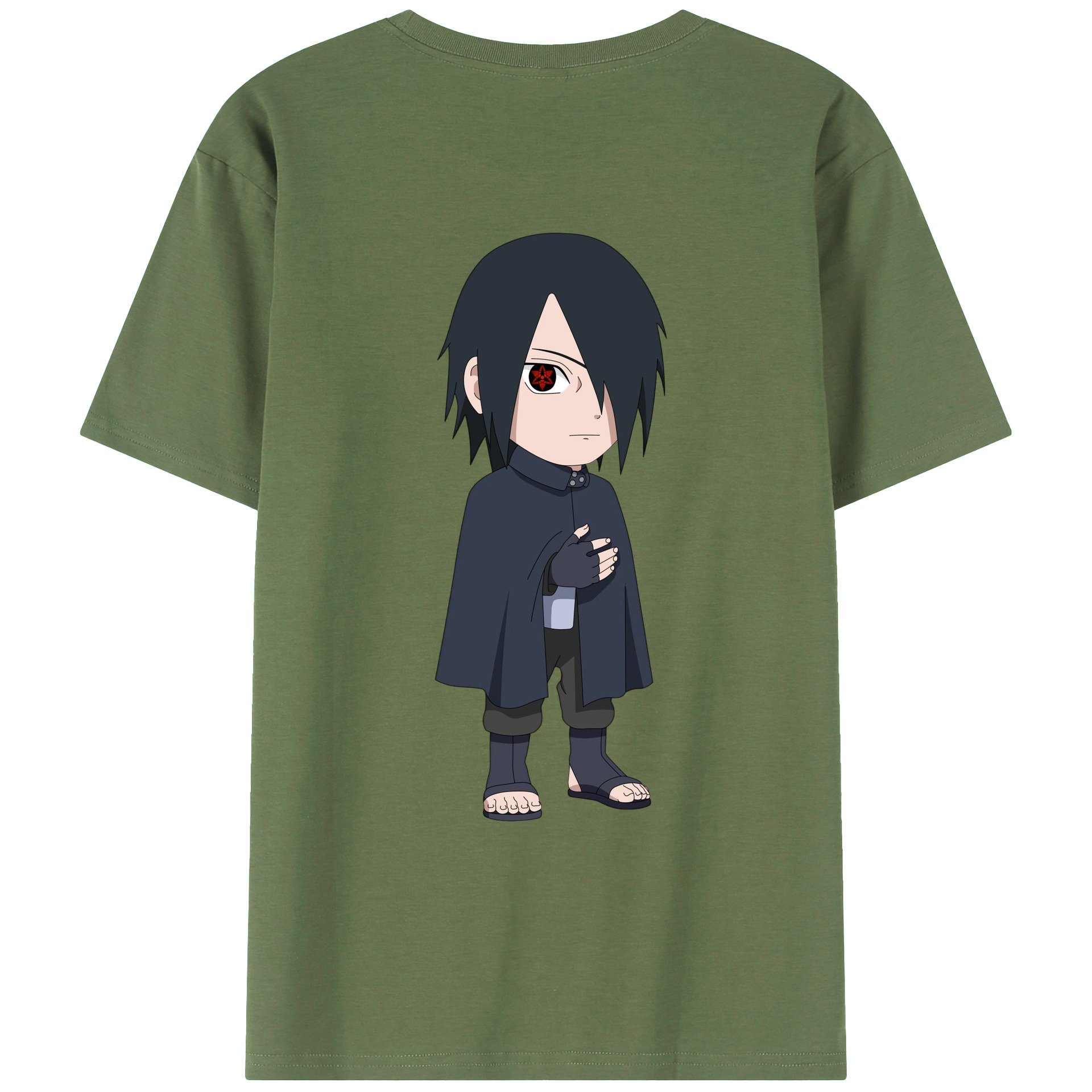 （画像用） NARUTO -ナルト- うちは サスケ Uchiha Sasuke 綿100％ メンズ半袖Tシャツ（バックプリント） 通気性